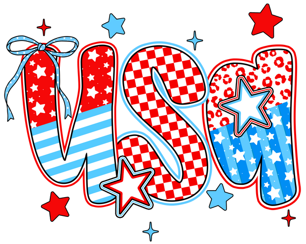 USA of multi-patterns 4th of July DTF (direct-to-film) Transfer