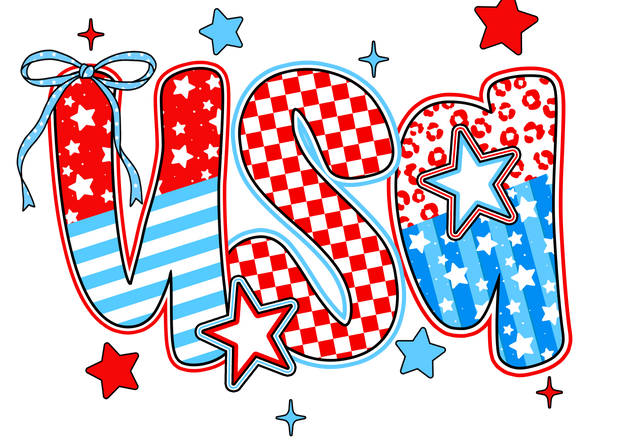 USA of multi-patterns 4th of July DTF (direct-to-film) Transfer