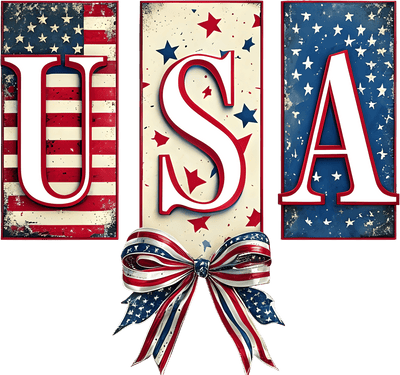 USA with Flagged Bow DTF (direct-to-film) Transfer