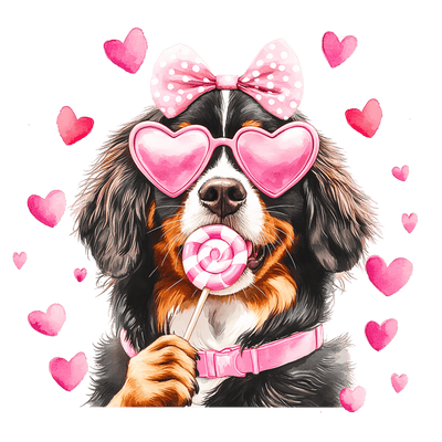 Valentine Bernese in Glasses DTF (direct-to-film) Transfer