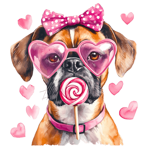 Valentine Boxer in Glasses DTF (direct-to-film) Transfer