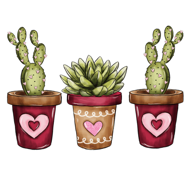 Valentine Cactus DTF Direct to Film Transfer - Twisted Image Transfers