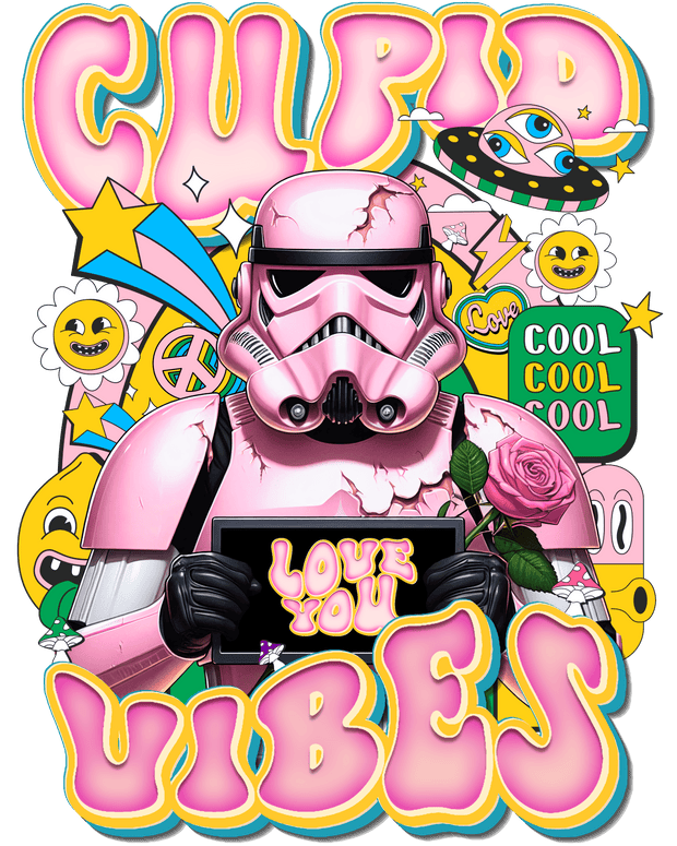 Valentine Cool Stacked Cupid Vibes DTF (direct-to-film) Transfer
