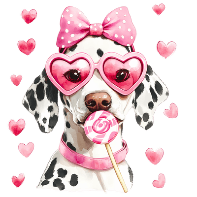 Valentine Dalmation in Pink DTF (direct-to-film) Transfer
