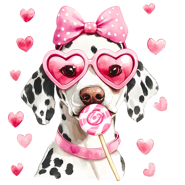 Valentine Dalmation in Pink DTF (direct-to-film) Transfer
