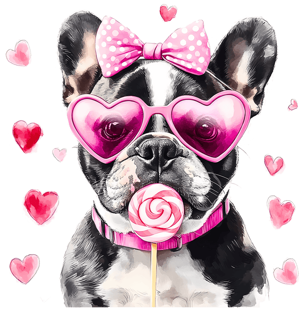 Valentine French in Pink DTF (direct-to-film) Transfer