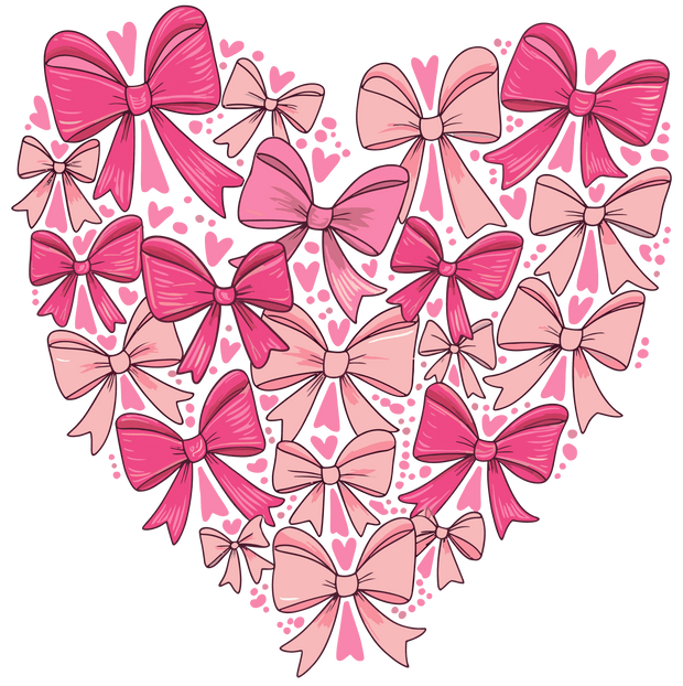 Valentine Heart of Bows DTF (direct-to-film) Transfer