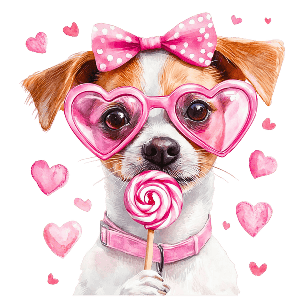 Valentine Jackrussell DTF (direct-to-film) Transfer