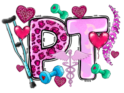 Valentine Physical Therapist With Medical Supplies And Hearts DTF (direct-to-film) Transfer