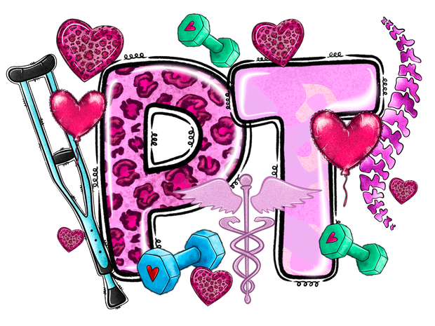 Valentine Physical Therapist With Medical Supplies And Hearts DTF (direct-to-film) Transfer