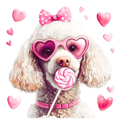 Valentine Poodle DTF (direct-to-film) Transfer