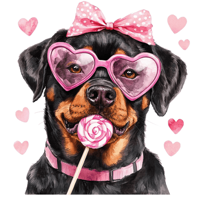 Valentine Rottweiler in Pink DTF (direct-to-film) Transfer