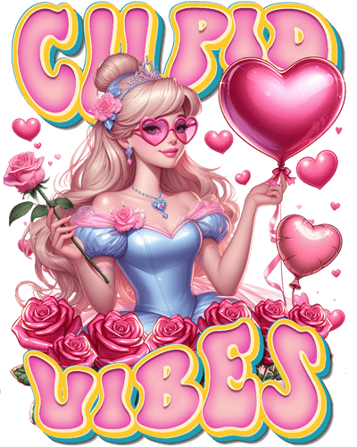 Valentine Vibes Cinderella DTF (direct-to-film) Transfer