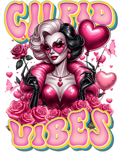 Valentine Vibes Cruella de Vil DTF (direct-to-film) Transfer