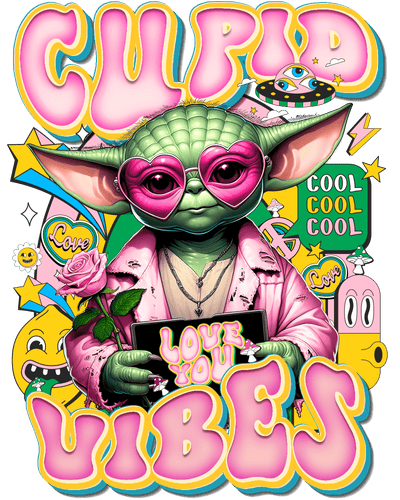 Valentine Yoda Vibes DTF (direct-to-film) Transfer