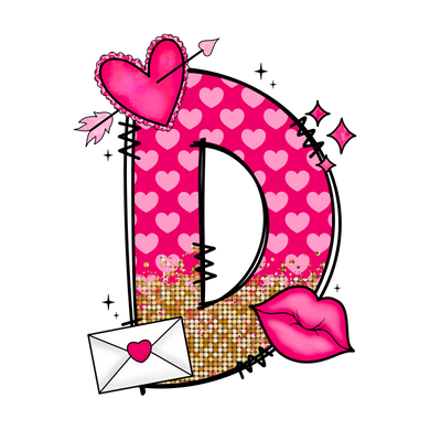 Valentine_s Day Letter D DTF (direct-to-film) Transfer