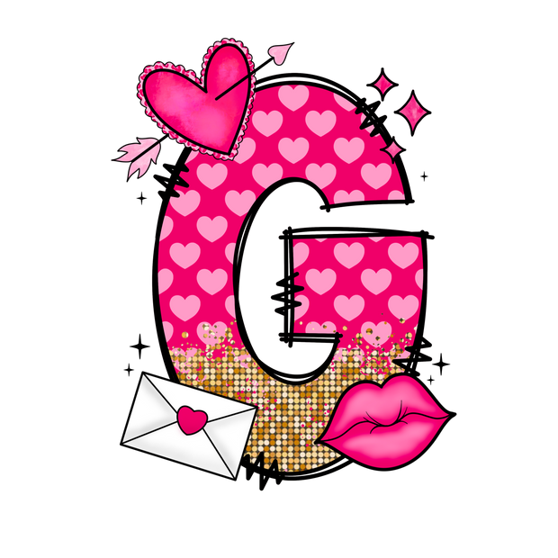 Valentine_s Day Letter G DTF (direct-to-film) Transfer