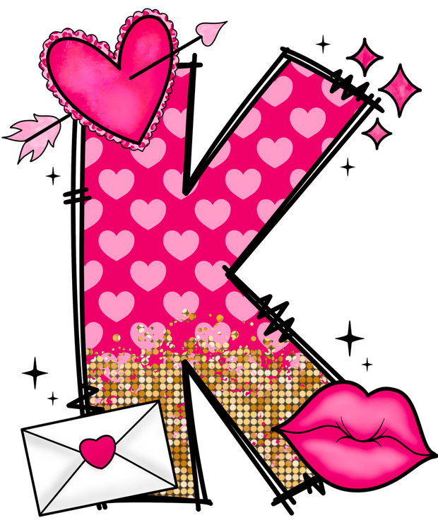 Valentine_s Day Letter K DTF (direct-to-film) Transfer