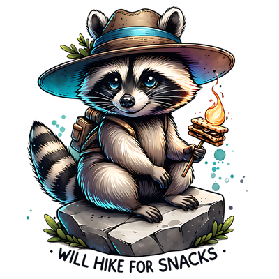 WILL HIKE FOR SNACKS WATERCOLOR DTF (direct-to-film) Transfer