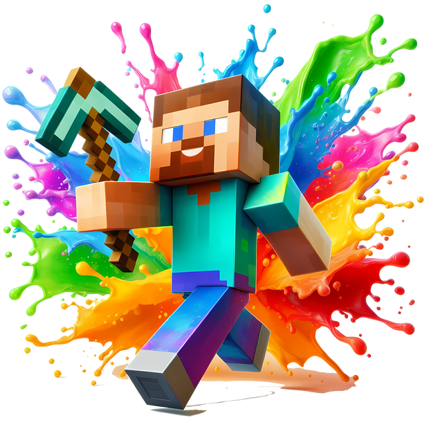 Walking Minecraft Color Drip DTF (direct-to-film) Transfer