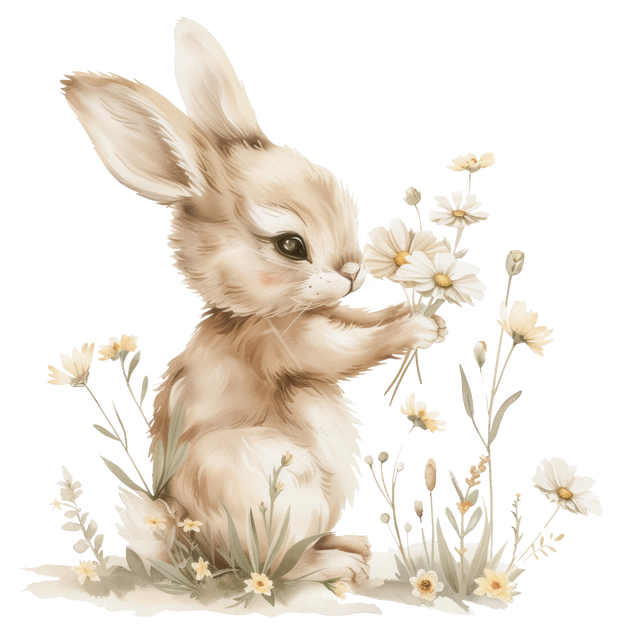 Water Color Easter Bunny 5 DTF (direct to film) Transfer