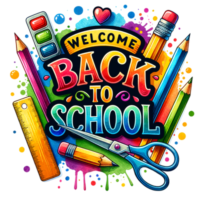 Welcome Back to School Supplies Color Drip DTF (direct-to-film) Transfer