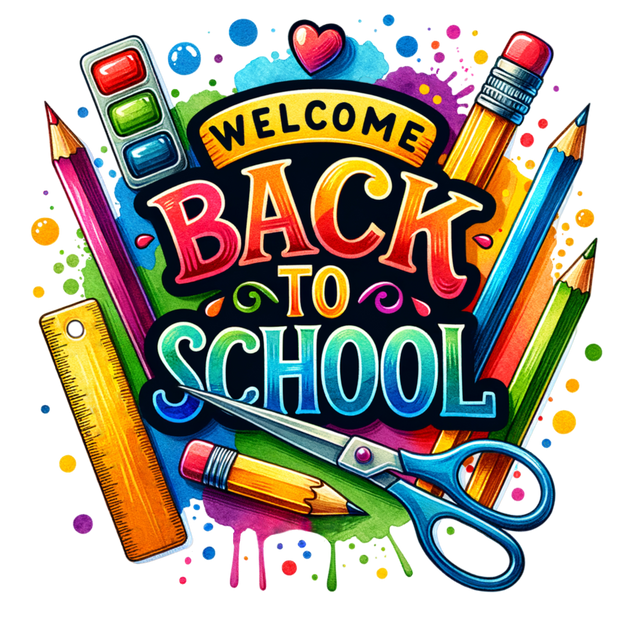 Welcome Back to School Supplies Color Drip DTF (direct-to-film) Transfer