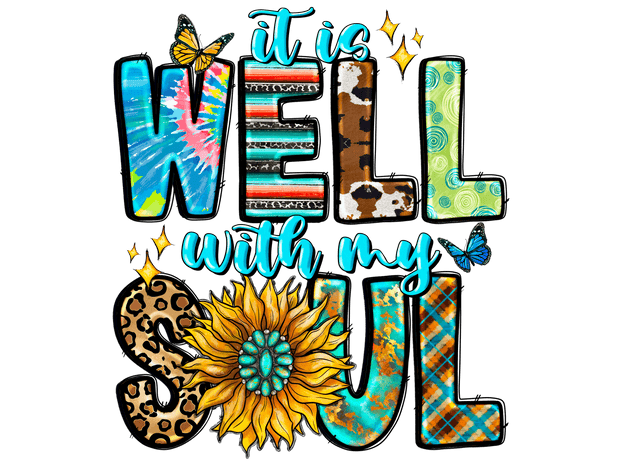 Well with my Soul Sunflower & Butterflies DTF (direct-to-film) Transfer