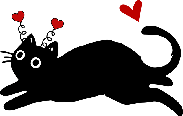 Whimsy Black Valentines Cat 1 DTF (direct-to-film) Transfer