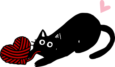 Whimsy Black Valentines Cat 3 DTF (direct-to-film) Transfer