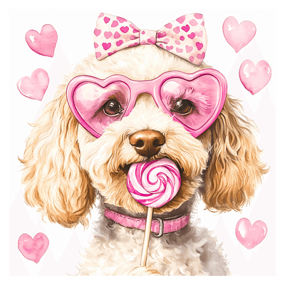 White Doodle in Pink DTF (direct-to-film) Transfer