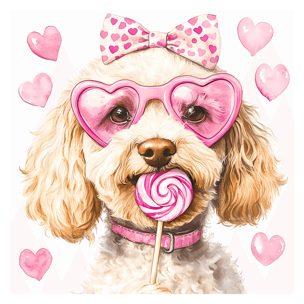 White Doodle in Pink DTF (direct-to-film) Transfer