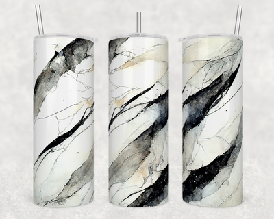 White and Black Marble 20 oz Skinny Tumbler Wrap