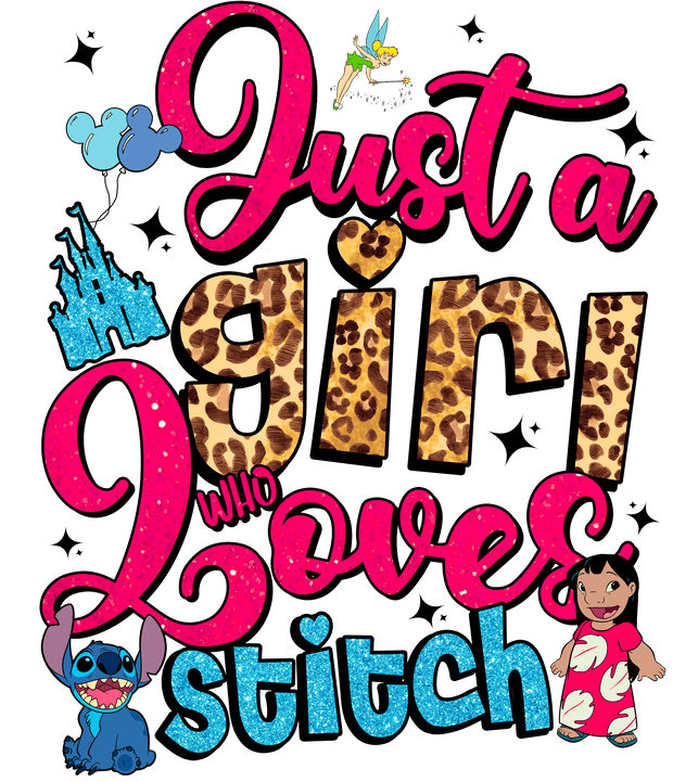 Who Loves Stitch in Blue Valentine DTF (direct-to-film) Transfer