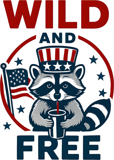 Wild & Free 4th of July Coon DTF (direct-to-film) Transfer