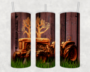 Wood Tractor 20 oz Skinny Tumbler Wrap