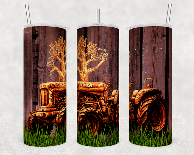 Wood Tractor 20 oz Skinny Tumbler Wrap