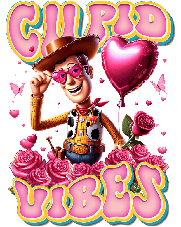 Woody Cupid Vibes & Roses DTF (direct-to-film) Transfer