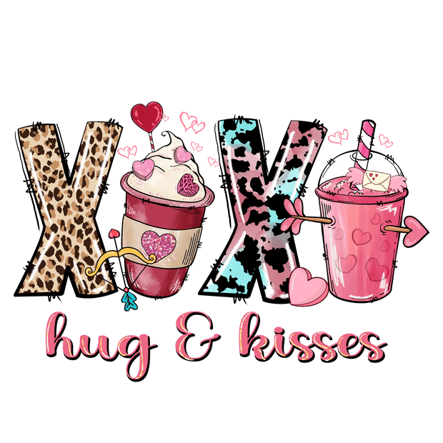 XOXO Hug and Kisses V Day DTF Direct to Film Transfer - Twisted Image Transfers