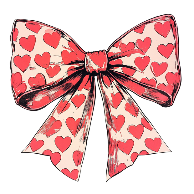 Yellow And Pink Heart Bow DTF (direct-to-film) Transfer