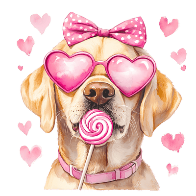 Yellow Lab in Pink Glasses DTF (direct-to-film) Transfer