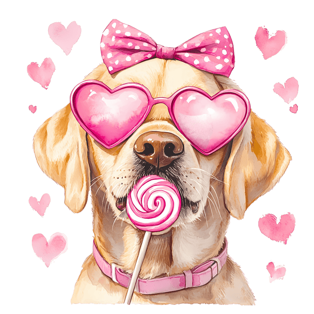 Yellow Lab in Pink Glasses DTF (direct-to-film) Transfer