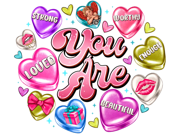 You Are in Pink with Hearts DTF (direct-to-film) Transfer