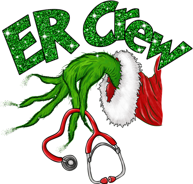 ER Crew Grinch Faux Glitter Direct to Film DTF Transfer - Twisted Image Transfers