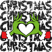 Grinch Christmas Faux Glitter Heart Fingers Direct to Film DTF Transfer - Twisted Image Transfers