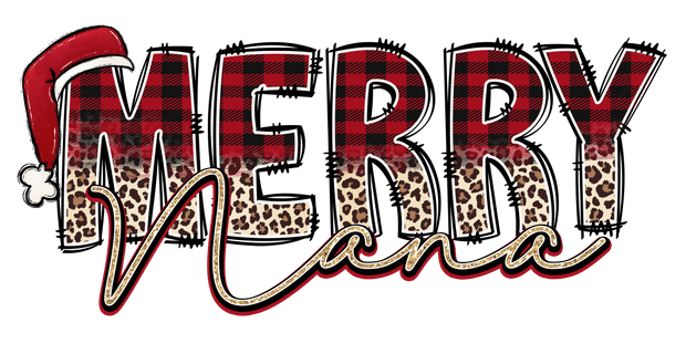 Christmas (Merry Nana (Red Black Plaid + Leopard) - DTFreadytopress