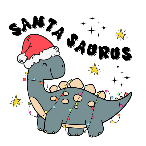 Santasaurus Blue Direct to Film DTF Transfer - Twisted Image Transfers