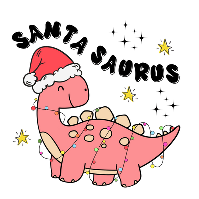 Santasaurus Pink Direct to Film DTF Transfer - Twisted Image Transfers