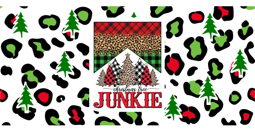 Christmas Junkie tree-Christmas leopard 16oz UV DTF Libby Cup Wrap