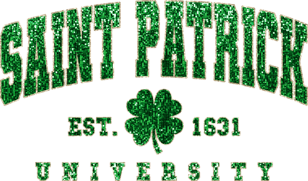 Faux Glitter St. Patrick's Day University DTF (direct-to-film) Transfer - Twisted Image Transfers